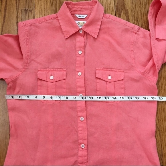 Talbots Linen Orange Button Up Long Sleeves Causal Relaxed Fit Shirt - Picture 9 of 14